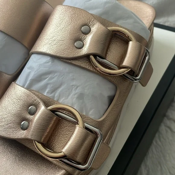 NWT J/SLIDES BAHA Rose Gold Leather Sandal - Picture 12 of 16